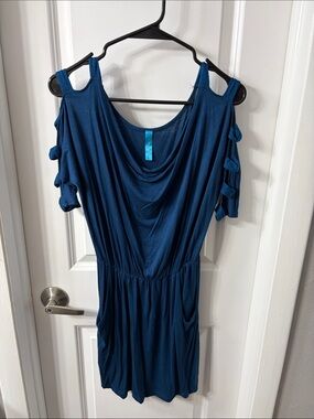 Women’s Navy Blue Cold-Shoulder Mini Dress